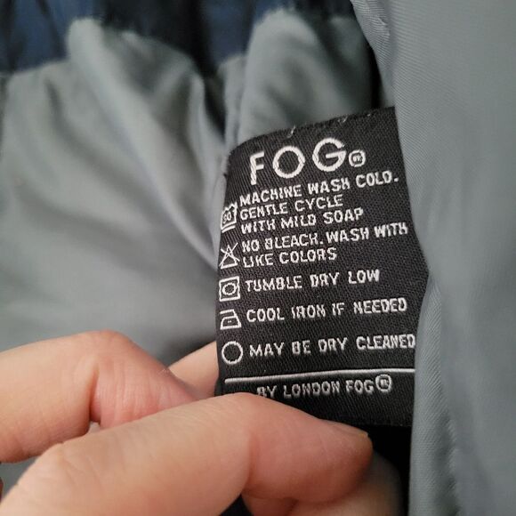 London Fog Navy Blue Coat Corduroy Collar Fleece Medium - Picture 11 of 11